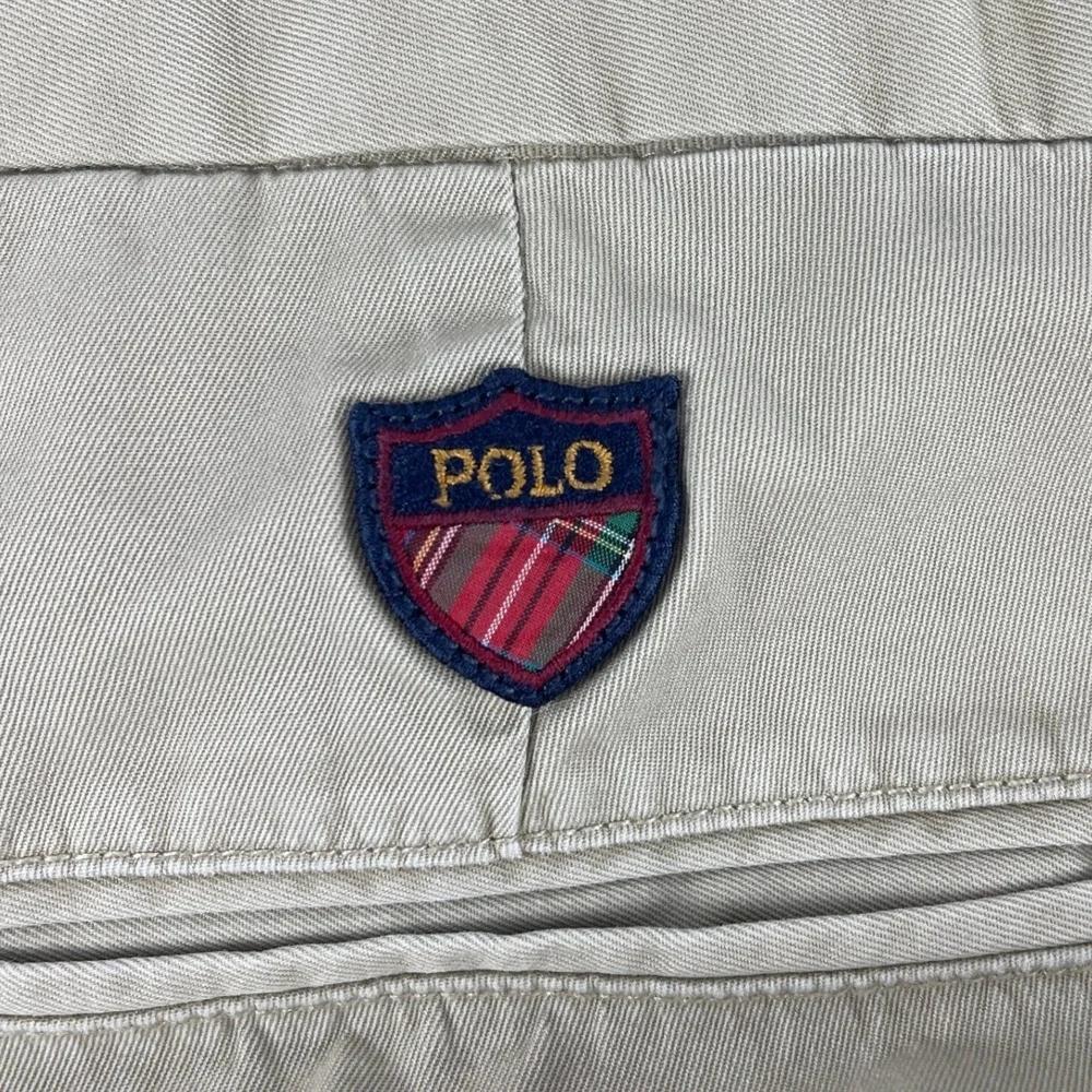 Polo Ralph Lauren Mens 42 Tan Shorts Chino Golf Crest Logo Patch